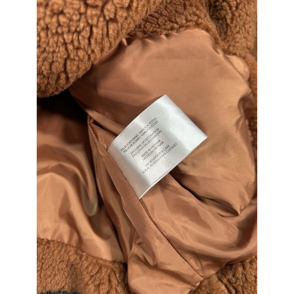 New Gap Jacket Women's Large Brown Teddy Sherpa Faux Fur Button Pockets $128 - Picture 6 of 8